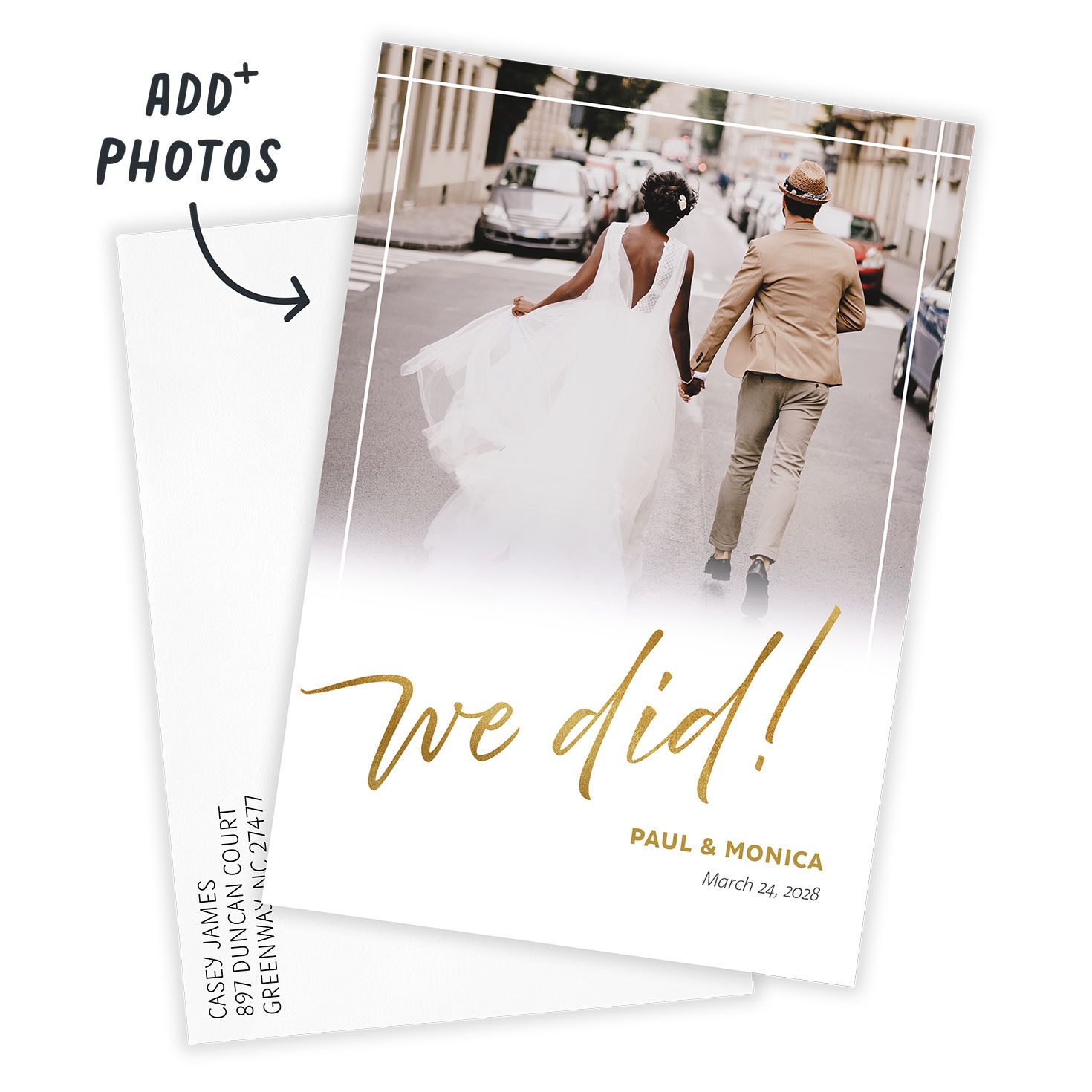 We Did! Personalized Wedding Announcement Card Front indicating personalization image number 2