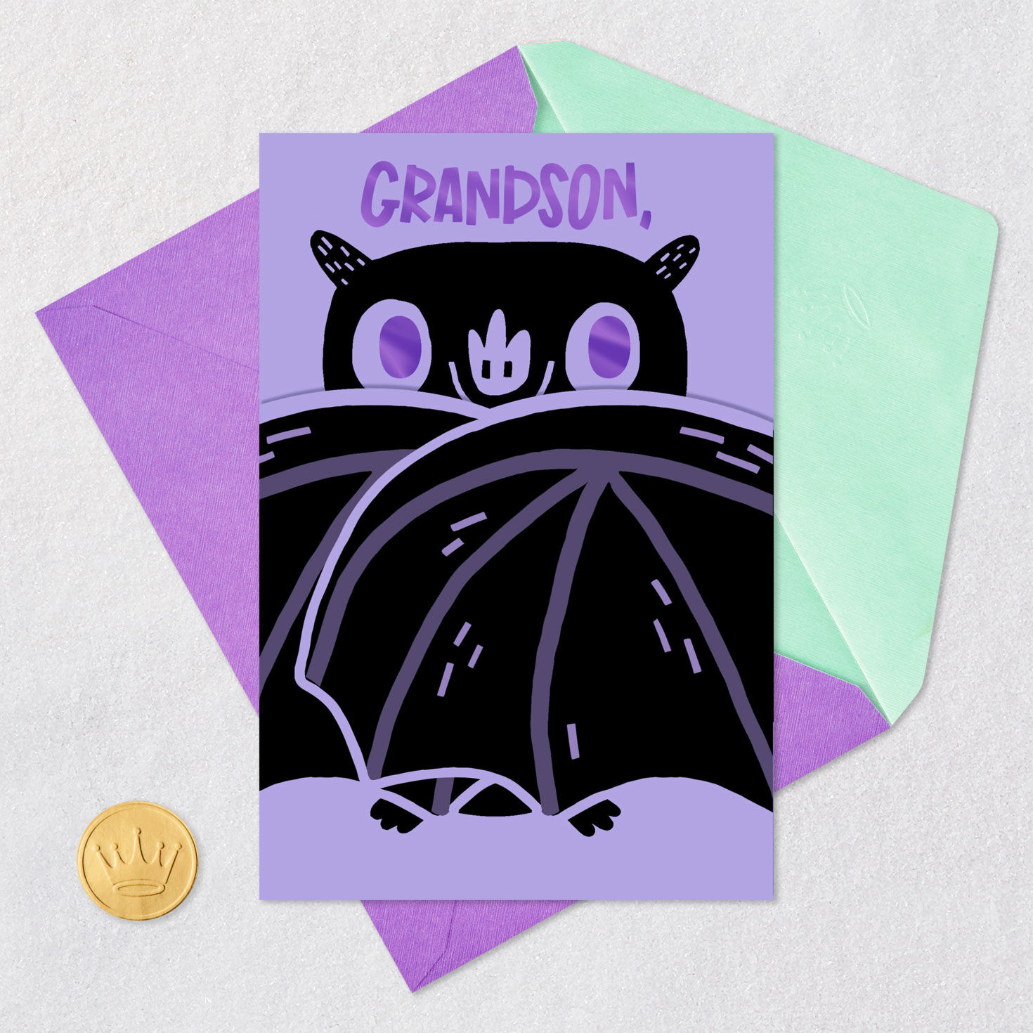 Purple and Black Bat Halloween Card for Grandson for only USD 3.99 | Hallmark