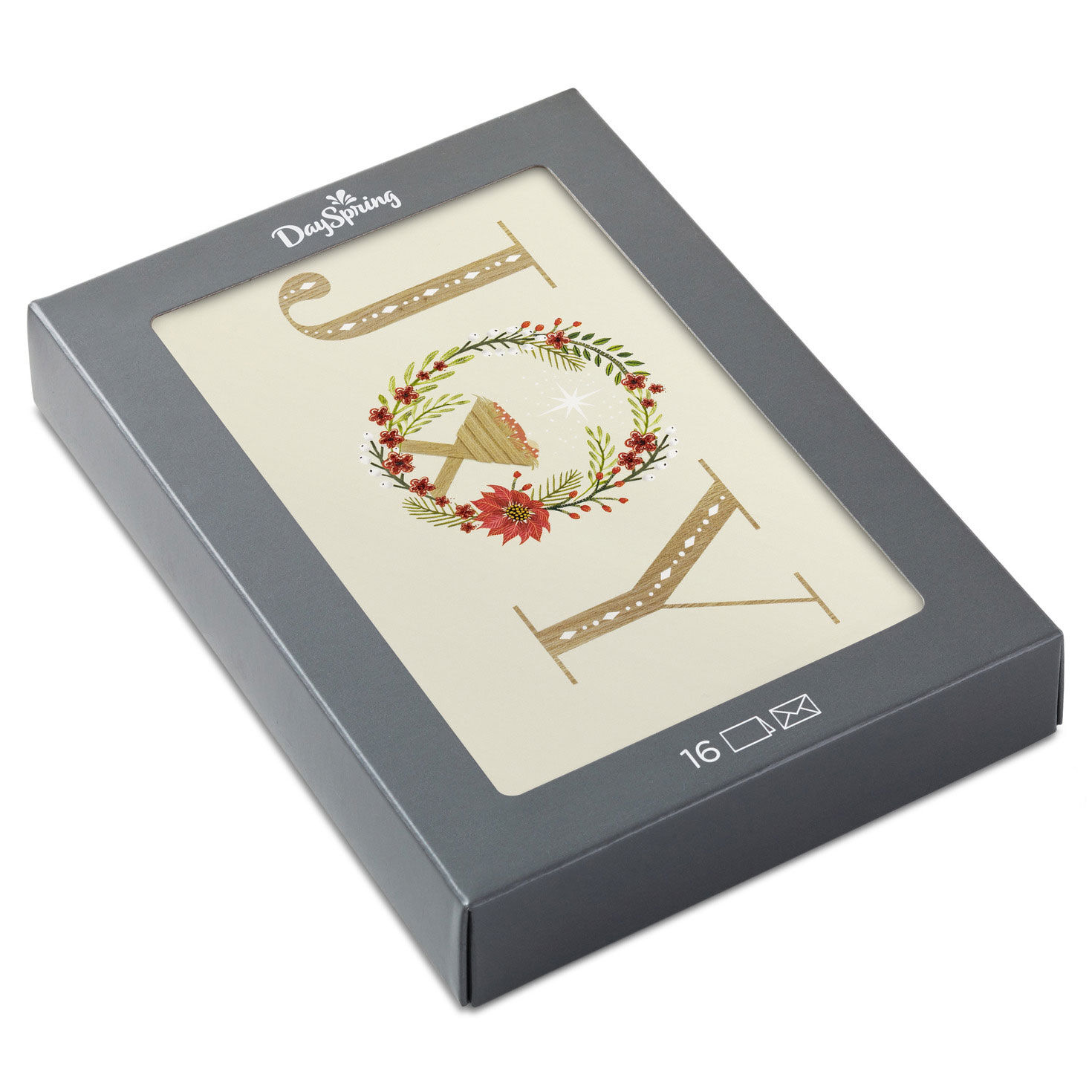 Joy Nativity Wreath Religious Boxed Christmas Cards, Pack of 16