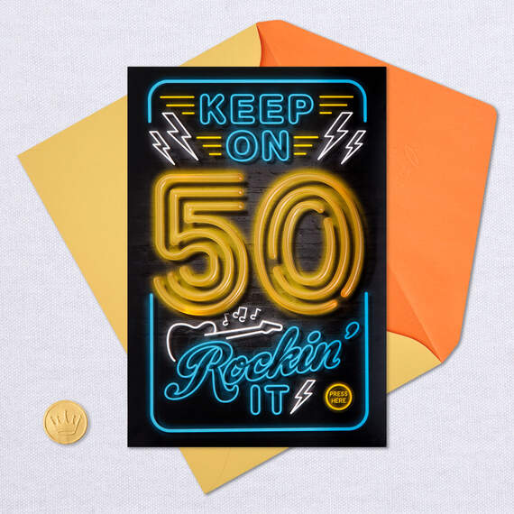 Keep On Rockin' It Musical Light-Up 50th Birthday Card, , large image number 5