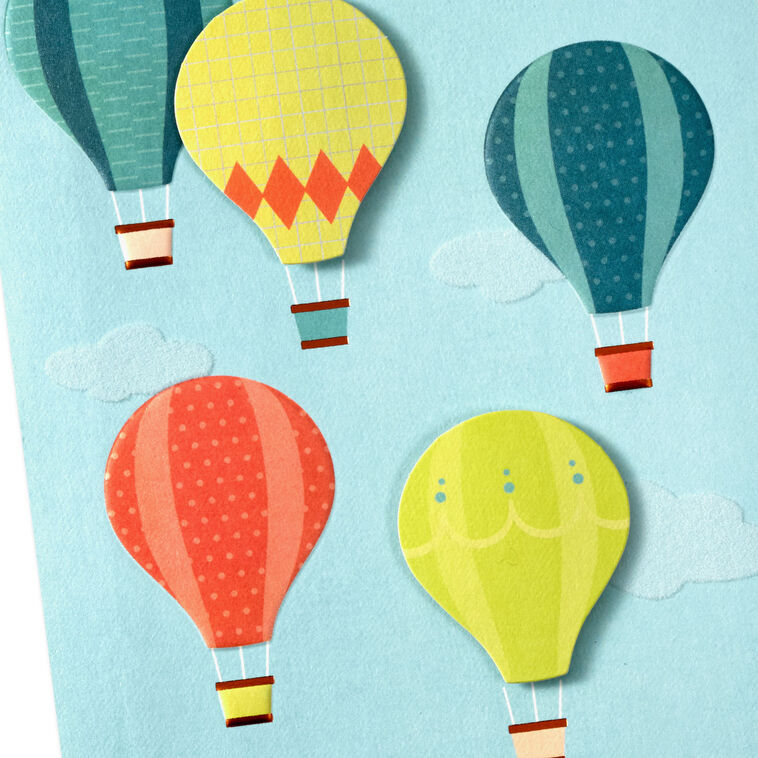 Hot Air Balloons New Baby Boy Card Card Front Detail image number 5