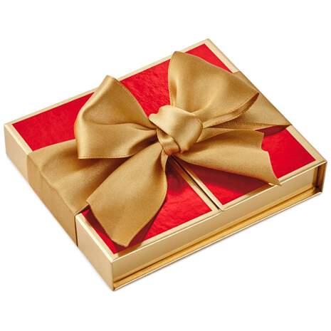 Red With Gold Bow Gift Card Holder Box, 5.25", , large
