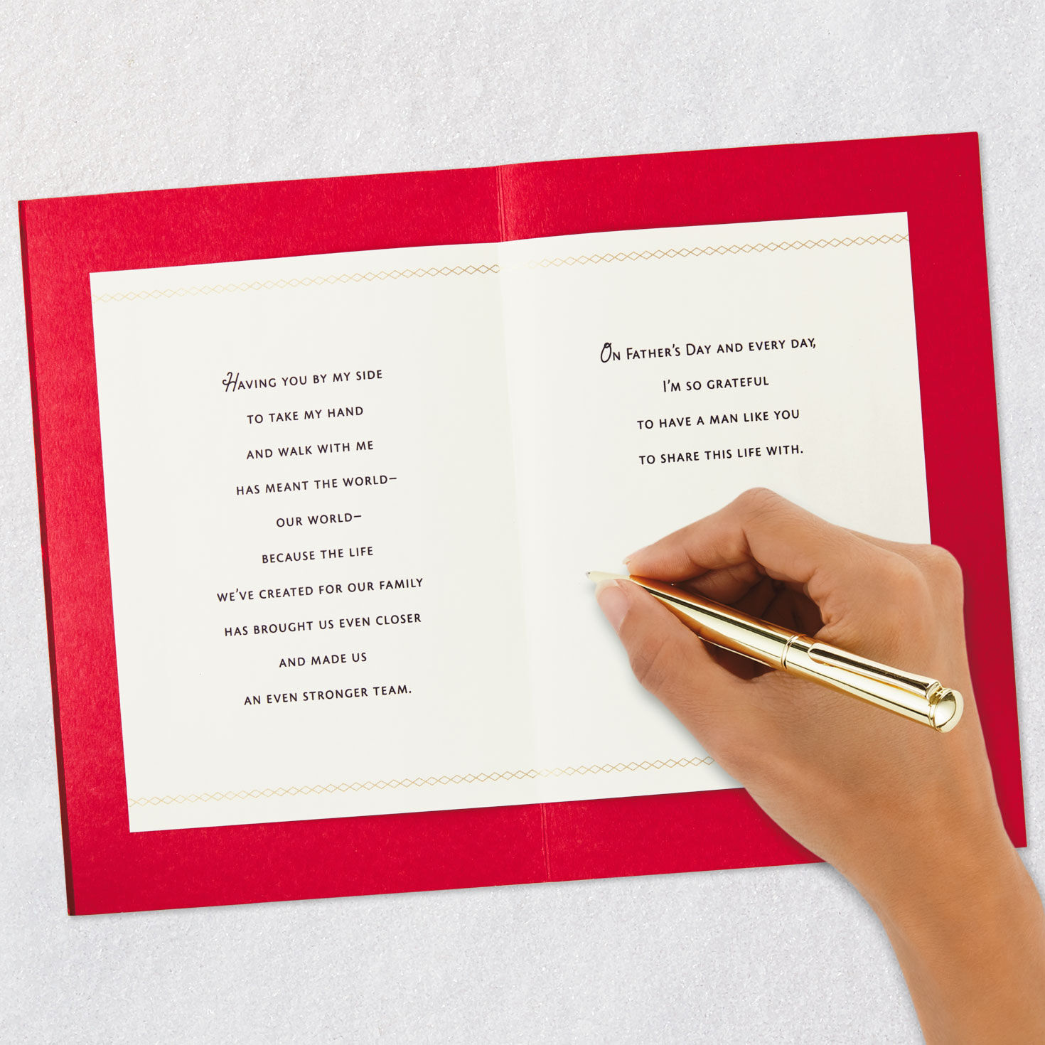 Red and Gold Plaid Father's Day Card Signing card image number 7