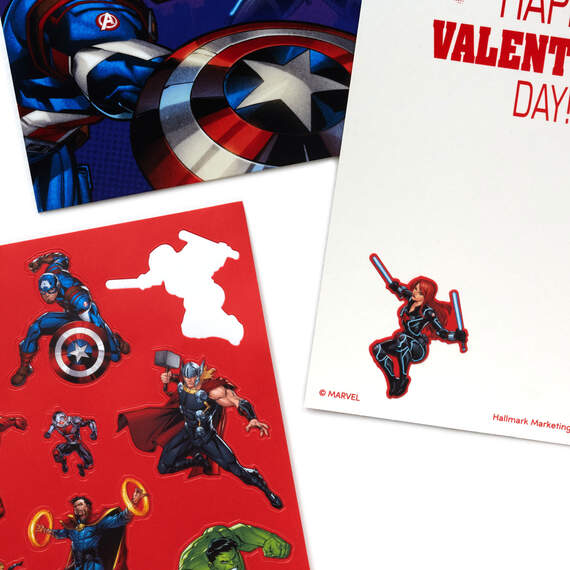 Marvel Avengers Kids Assorted Valentines With Stickers, Pack of 24, , large image number 5