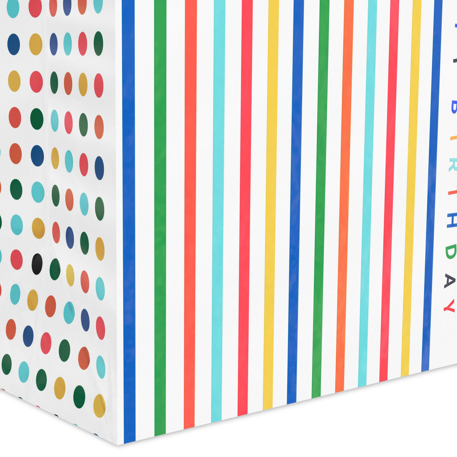 Multicolor Vertical Stripes Medium Birthday Gift Bag Base/Side Detail image number 5