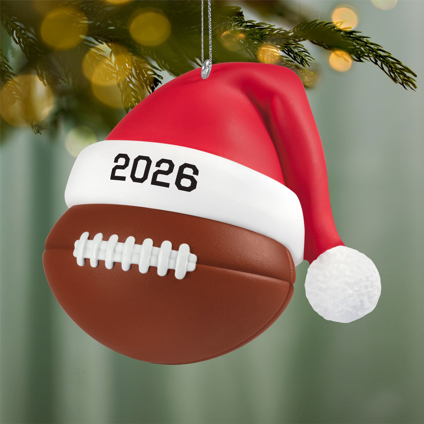 Football Star 2026 Keepsake Ornament hanging on tree image number 2