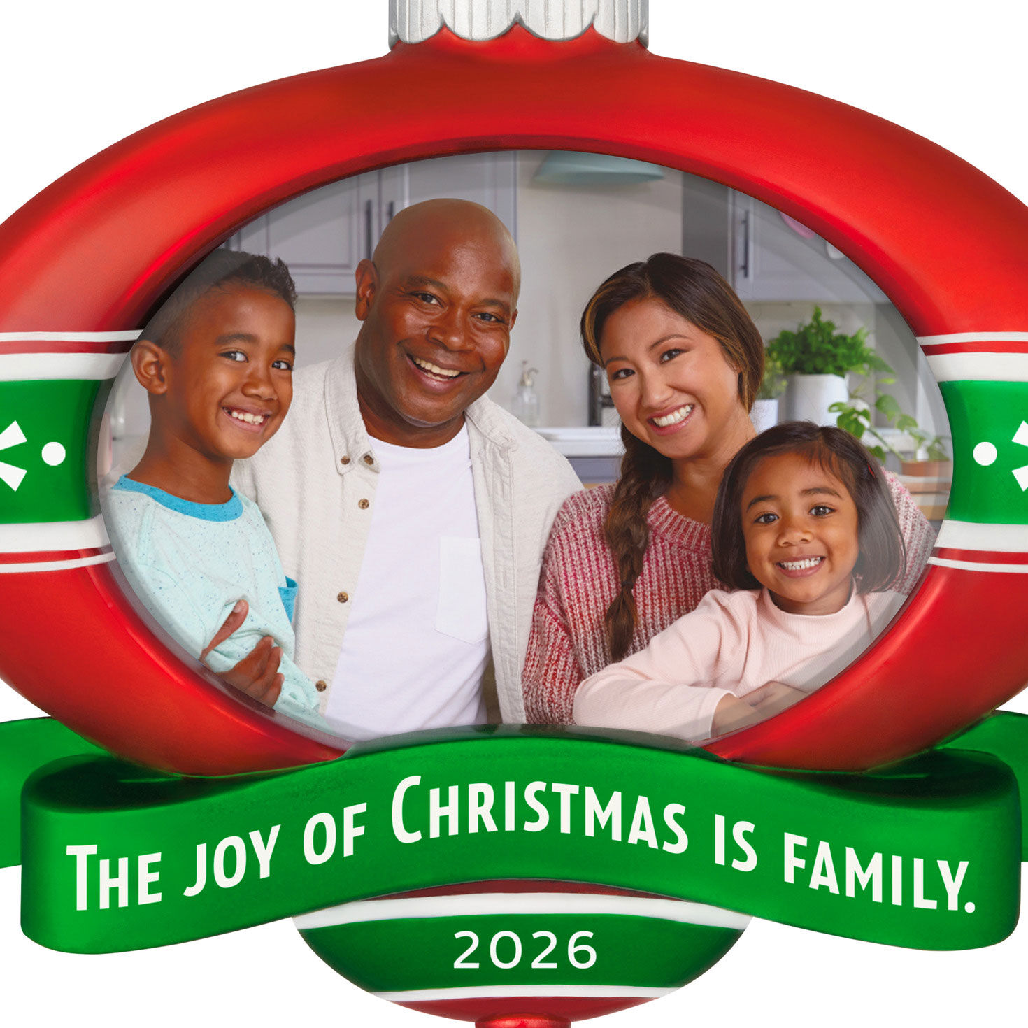 Red Green Ornament Photo Frame Keepsake Ornament upclose view image number 5