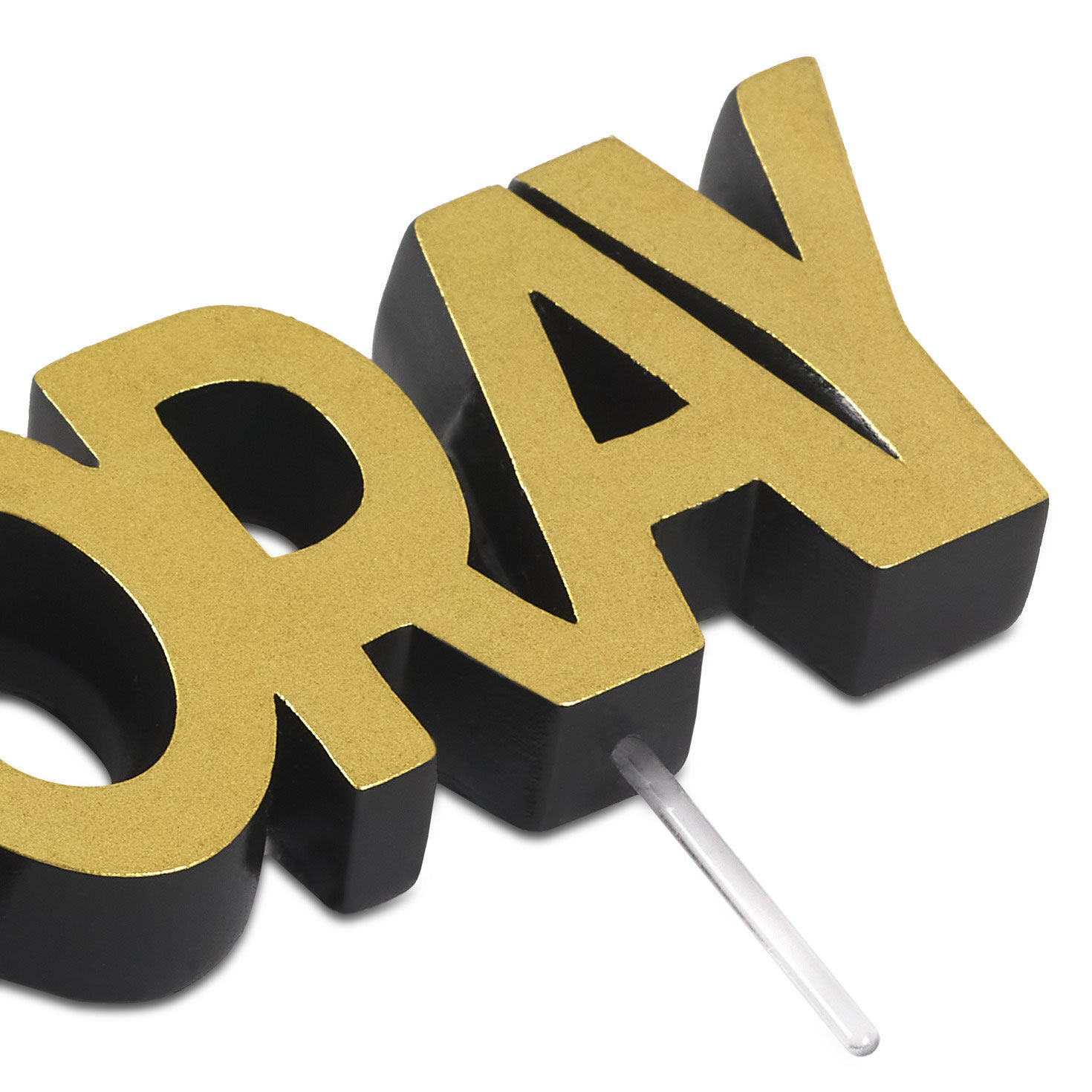 Black and Gold Metallic Hooray Birthday Candle closeup detail image number 5