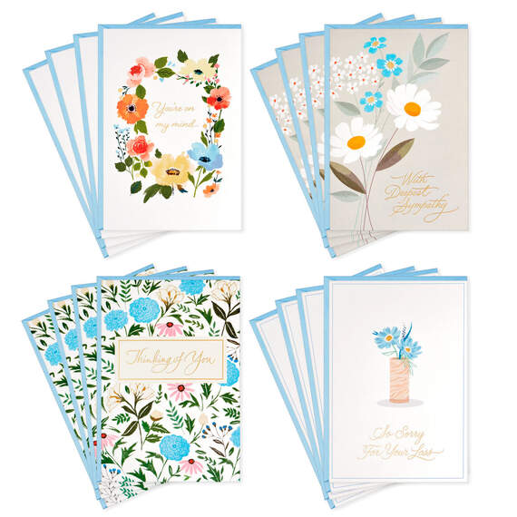 Peaceful Flowers Boxed Sympathy Cards Assortment, Pack of 16