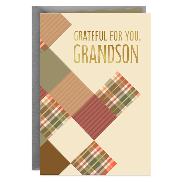 Grateful for You Thanksgiving Card for Grandson