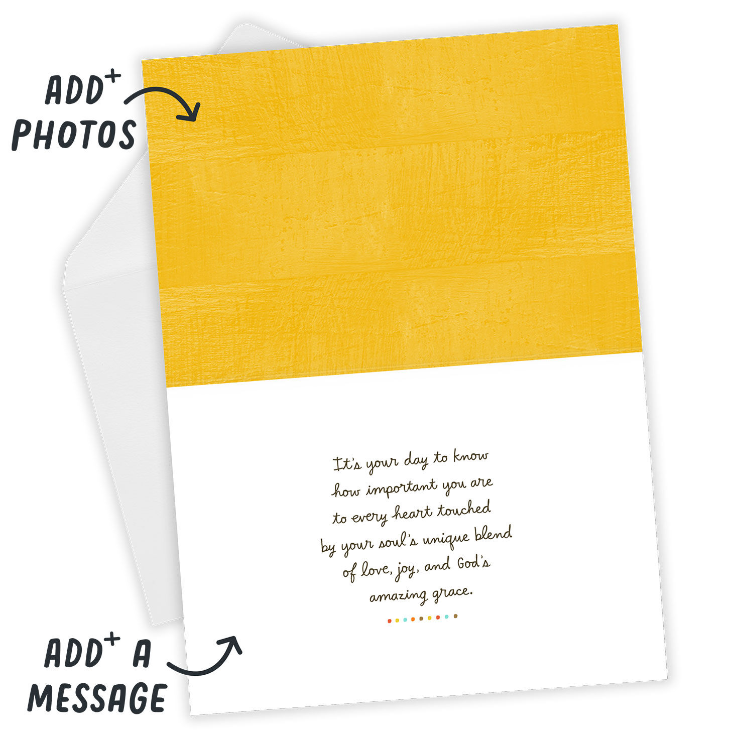 God's Amazing Grace Personalized Birthday Card Open Card with Envelope indicating personalization image number 4