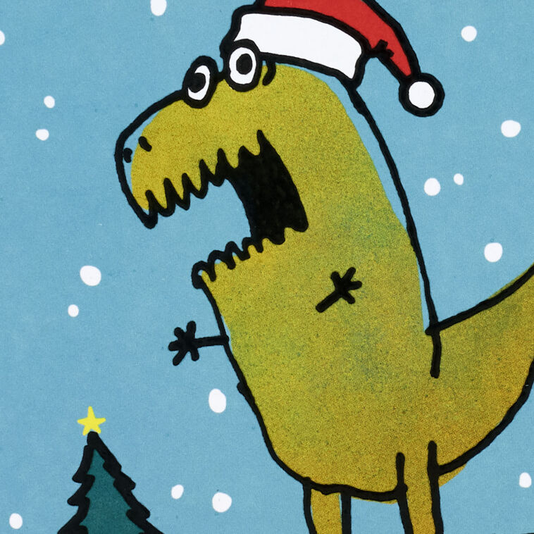 T-Rex Santa Funny Christmas Card Card Front Detail image number 5