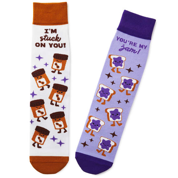 Peanut Butter and Jelly Better Together Funny Crew Socks