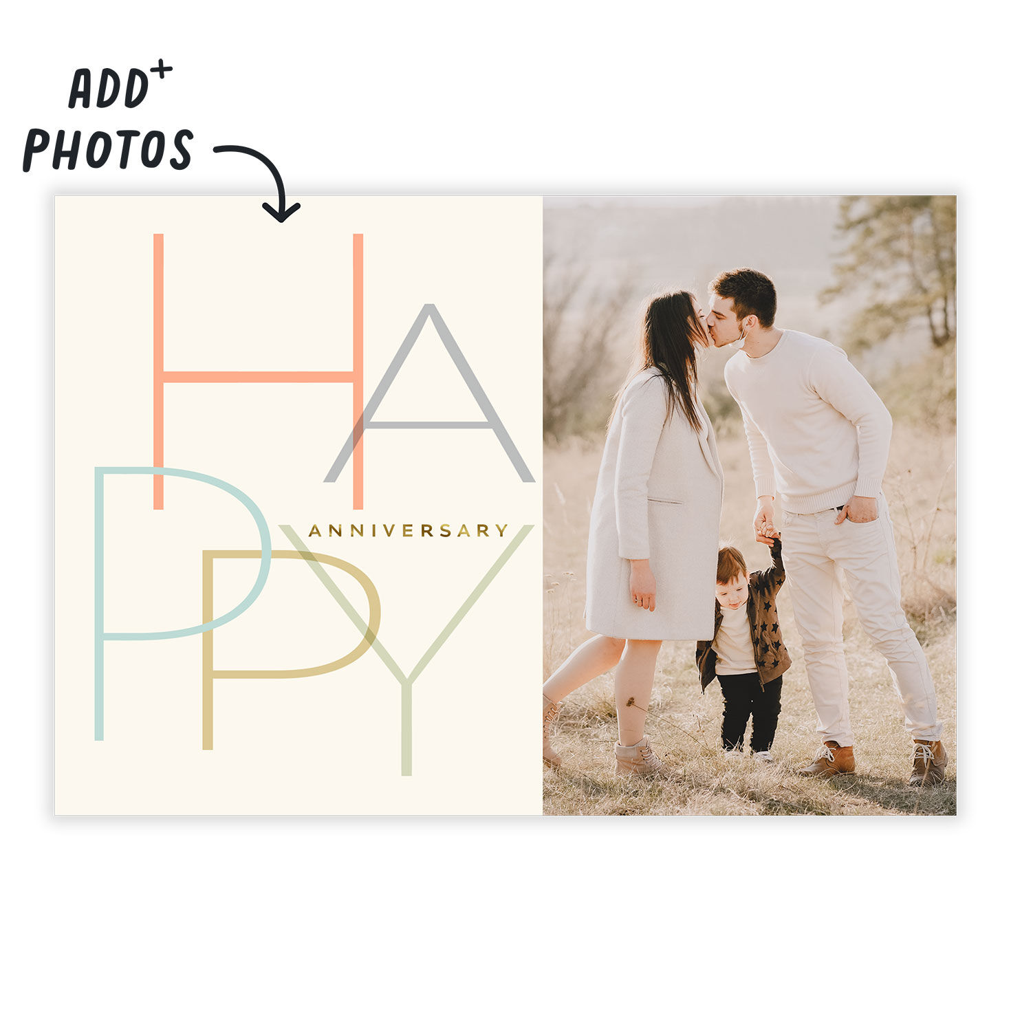 Personalized Colorful Letters Anniversary Photo Card  image number 2