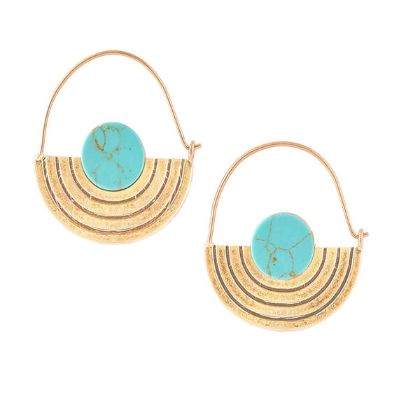 Turquoise and Gold Orbit Earrings, , large image number 1