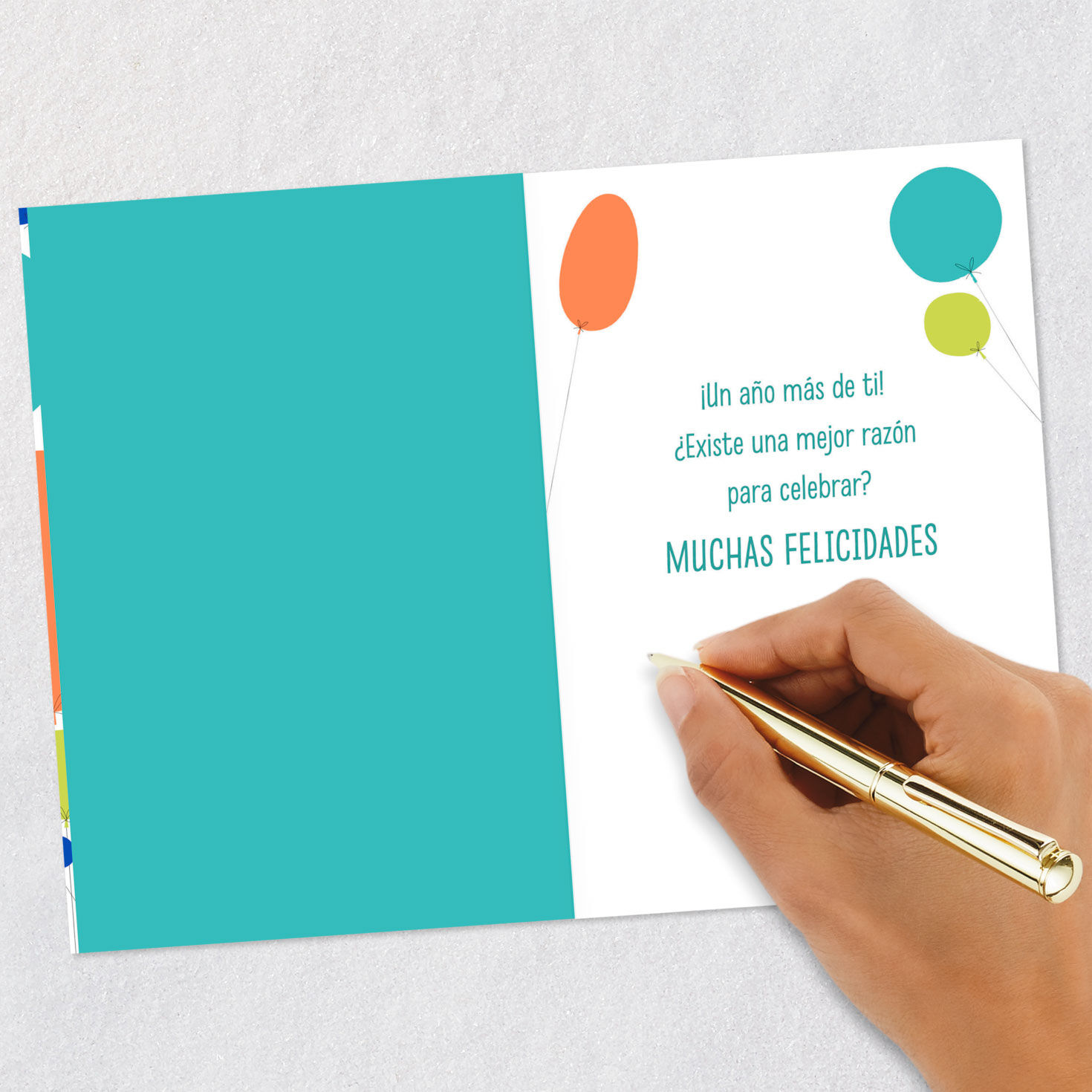 Colorful Balloons Happy Birthday Card in Spanish Signing card image number 6