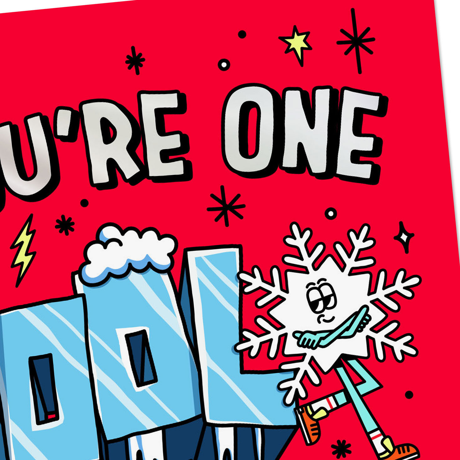 Icy Lettering and Snowflake on Red Card for Nephew Card Front Detail image number 4