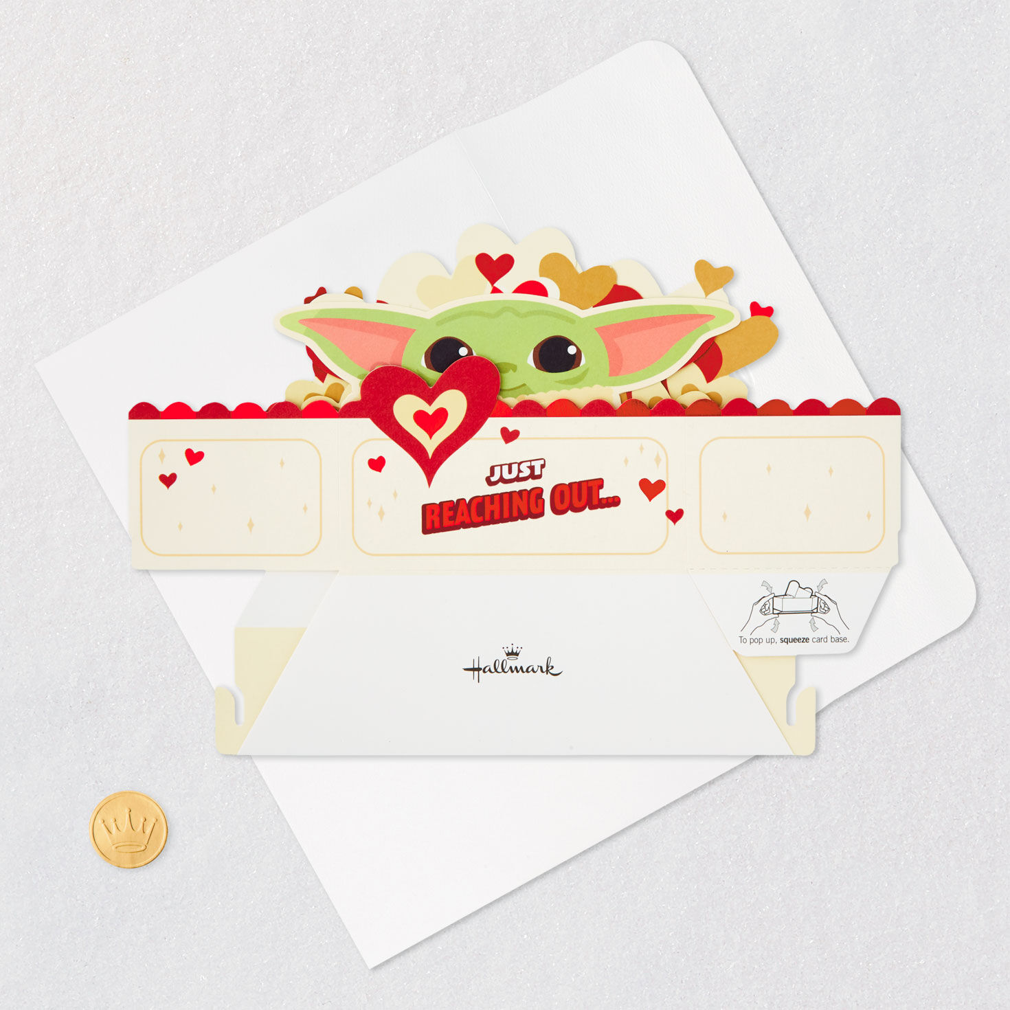 Star Wars Mandalorian The Child 3D Pop-Up Valentine's Day Card Card Front with Envelope and Gold Seal image number 6