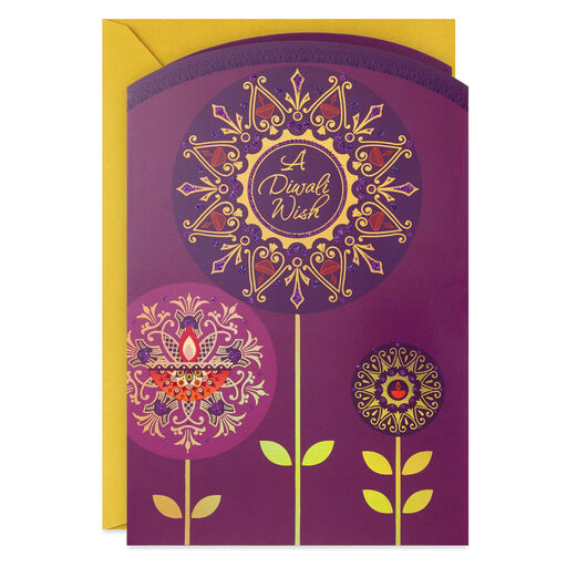 Diyas and Flower Mandalas Pop-Up Diwali Card, 