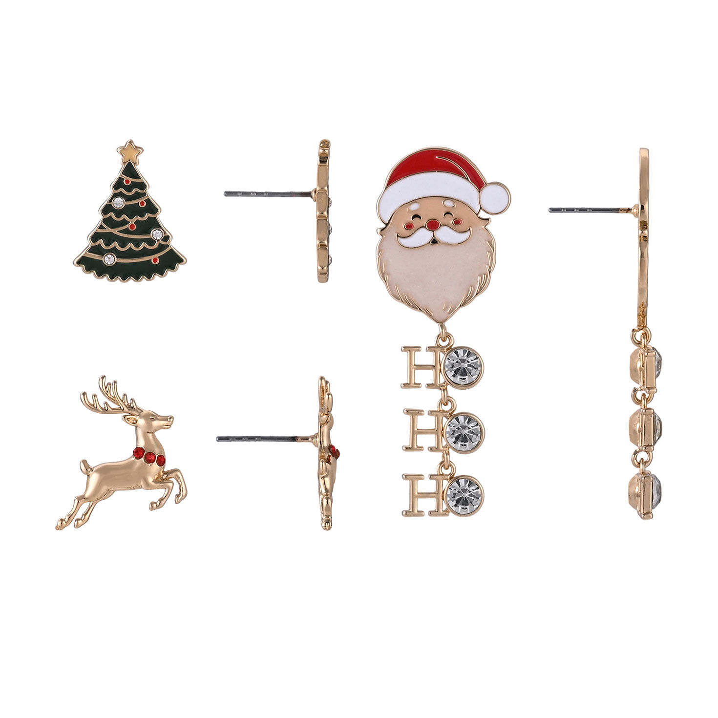 3-pair Earring Set - Santa front and side image number 2