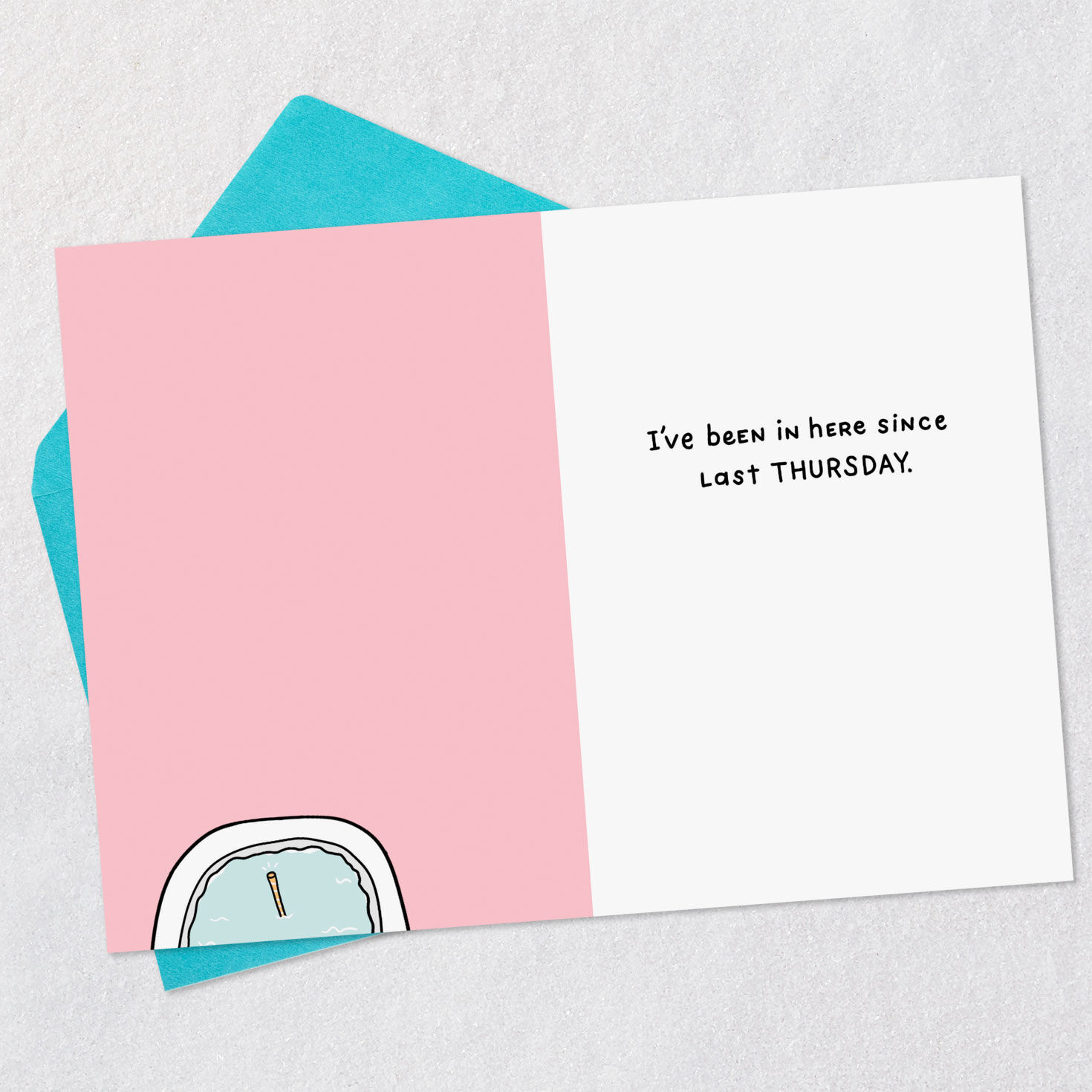 Relaxing Bath Life Hack Funny Encouragement Card Open card with envelope image number 3