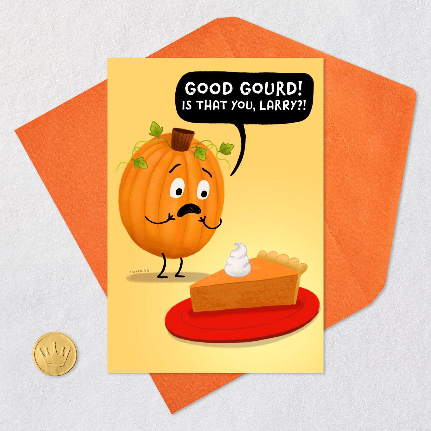 Sweet Surprises Pumpkin Pie Funny Thanksgiving Card, , large image number 5