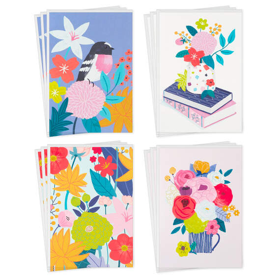 Assorted Folk-Art Floral Blank Cards, Pack of 12, , large image number 2