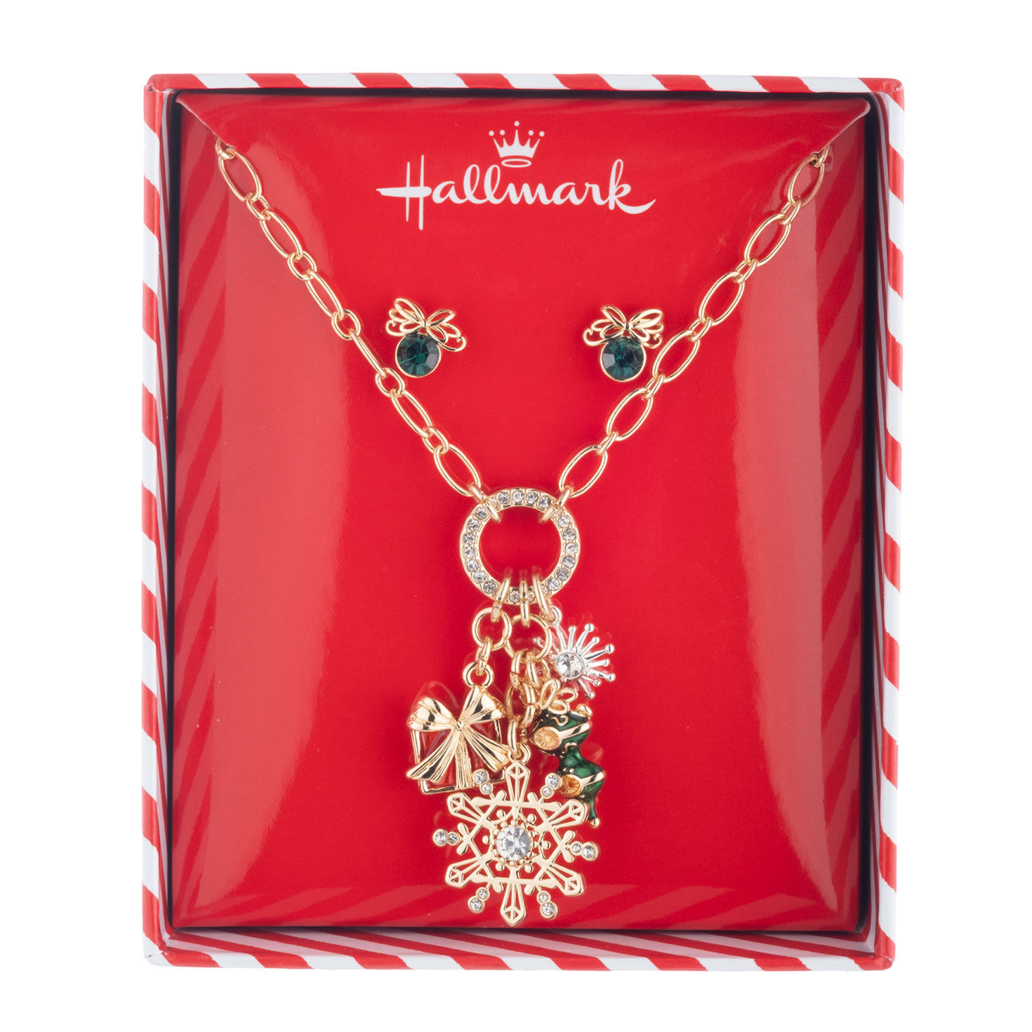 Christmas Charm Necklace and Bow Earrings Set package open image number 3