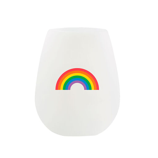 White Silicone Wine Glass With Rainbow, 12.5 oz., 