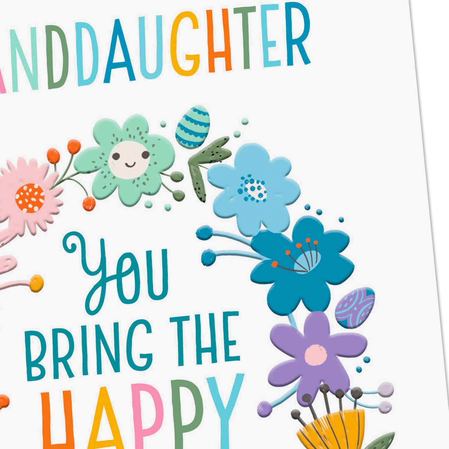 Rainbow Flowers Granddaughter Easter Card Card Front Detail image number 4