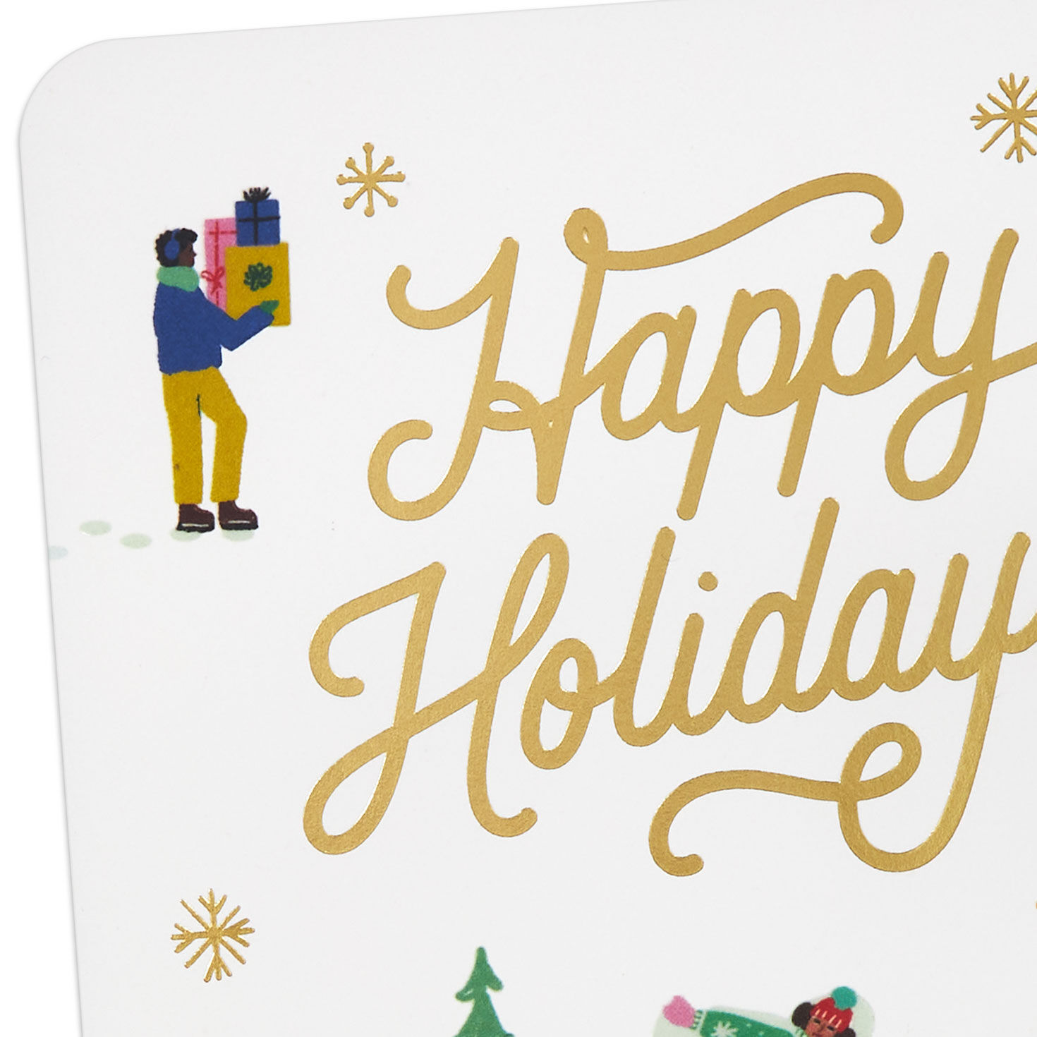 People in Winter Activities Happy Holidays Card Card Front Detail image number 4
