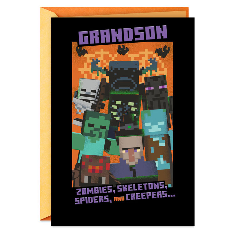 Minecraft Mobs of Fun Halloween Card for Grandson