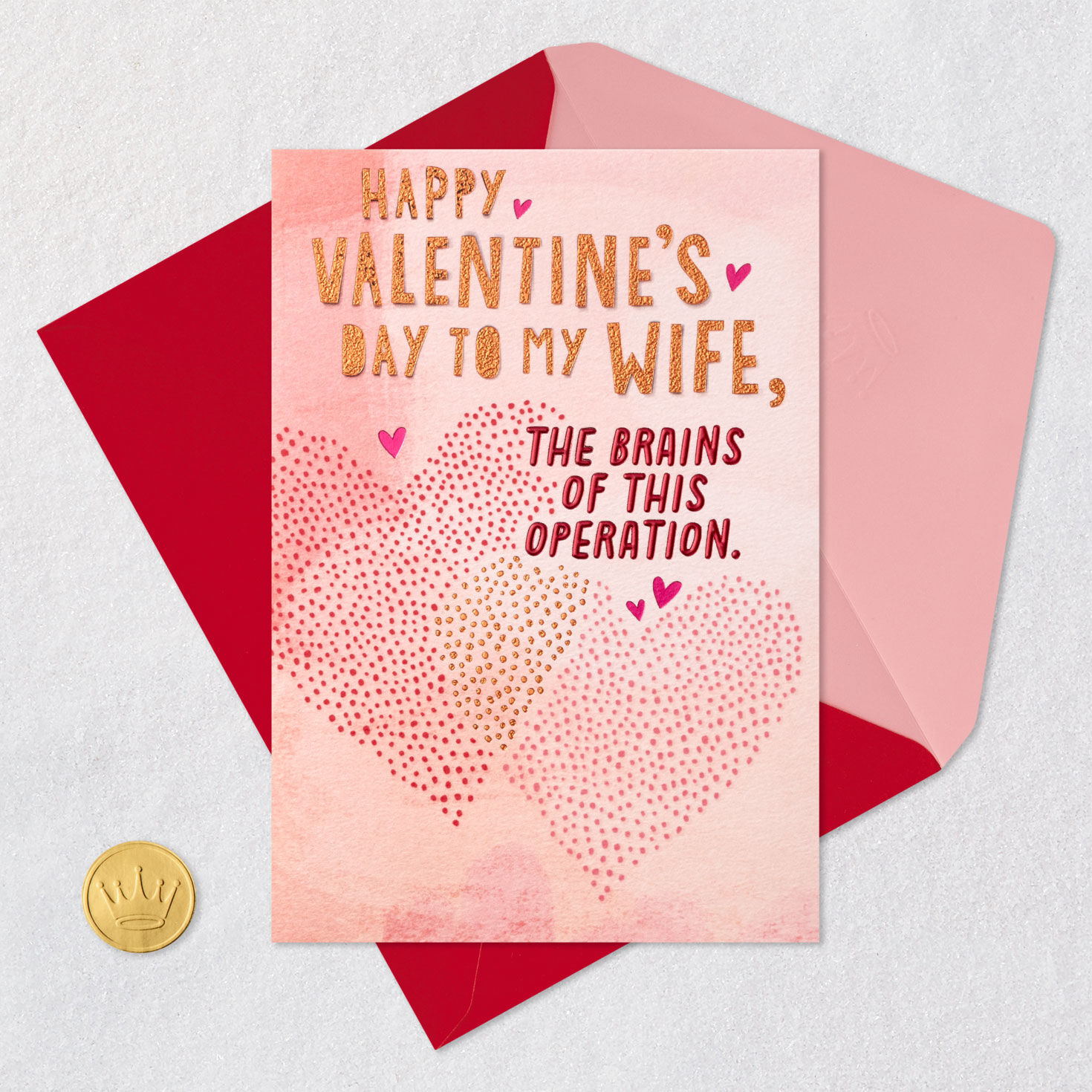 Dotted Hearts Valentine's Day Card for Wife Card Front with Envelope and Gold Seal image number 5