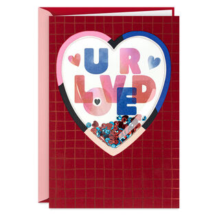 U R Loved Confetti Shaker Heart Love Card for Kids