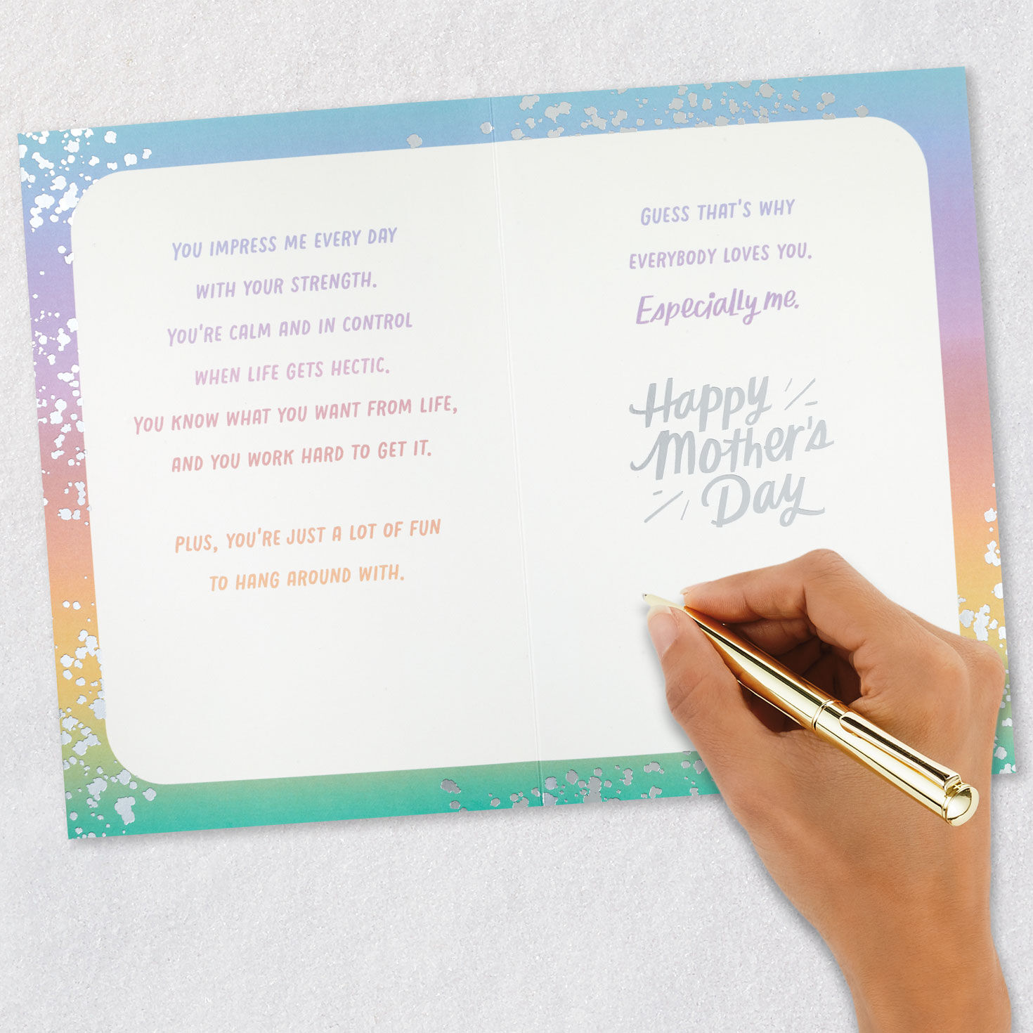 Lettering and Sparkly Gems Wife Mother's Day Card Signing card image number 7