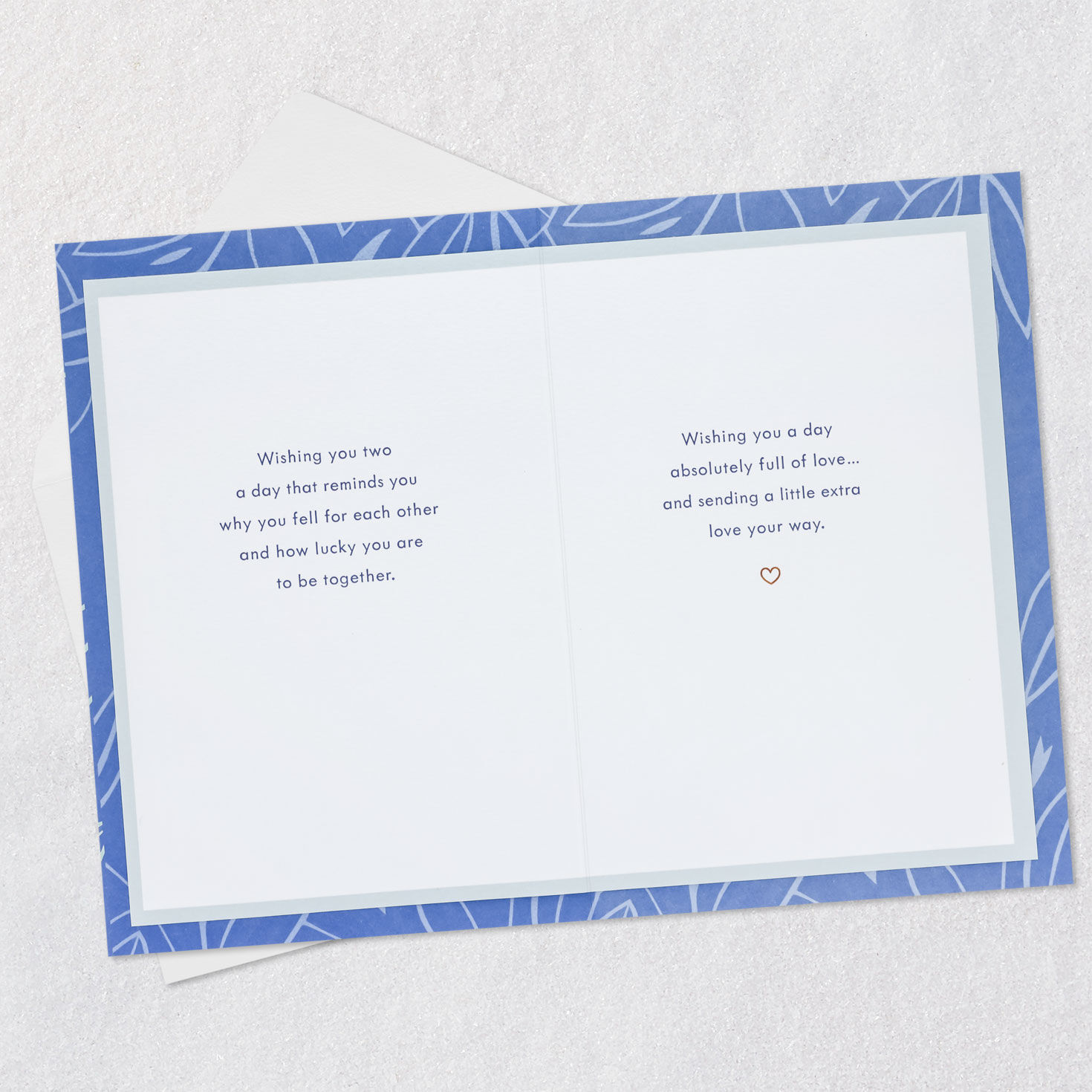 Pink Abstract Flowers on Blue Anniversary Card for Couple Open card with envelope image number 4