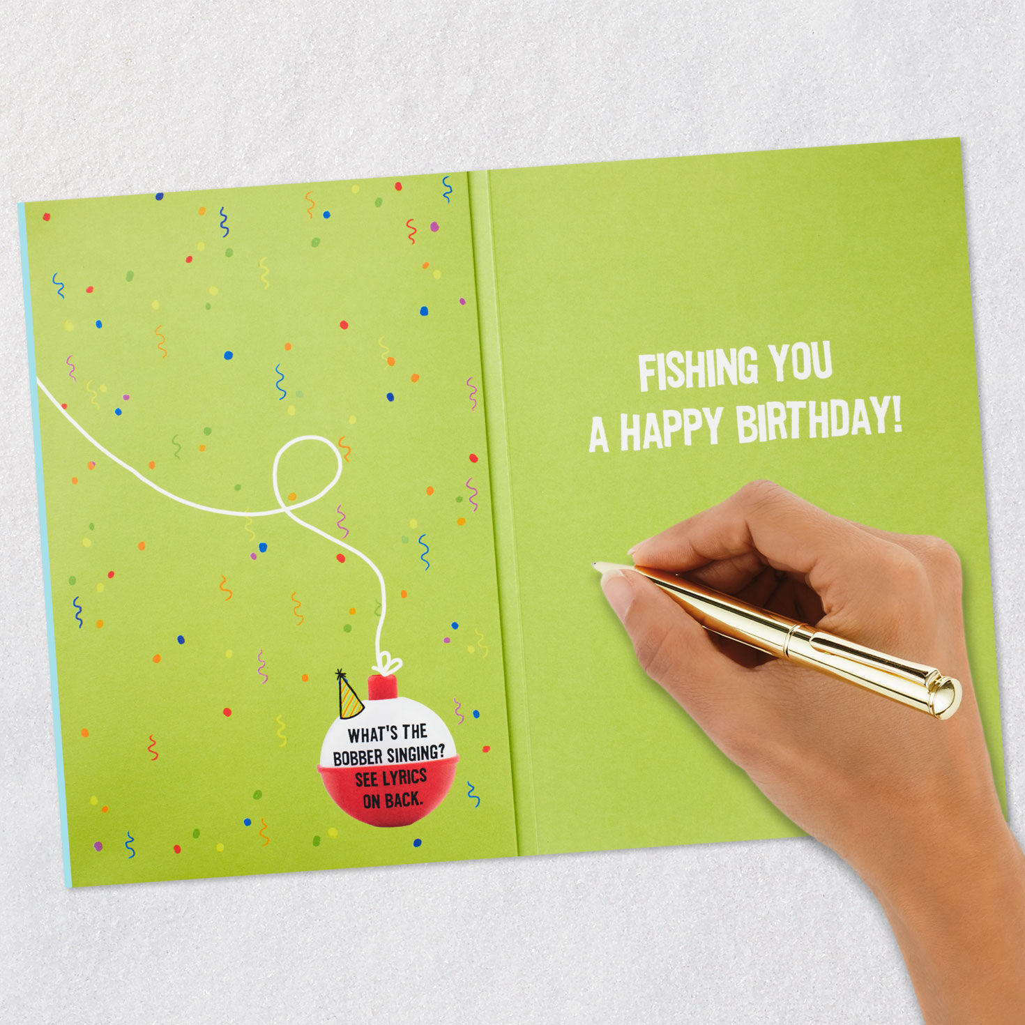 Fishing Puns and Bobber Funny Birthday Card signing card image number 7