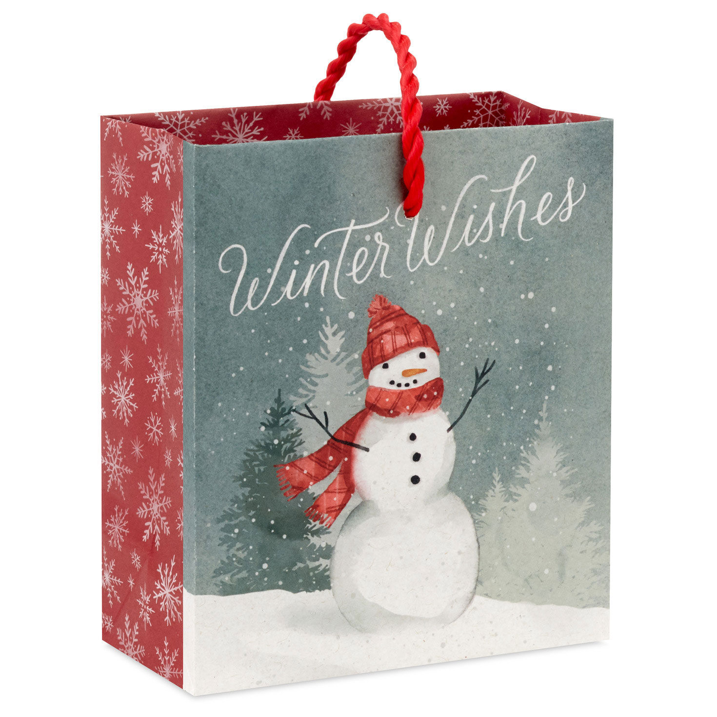 4.6" Winter Wishes Snowman Holiday Gift Card Holder Mini Bag