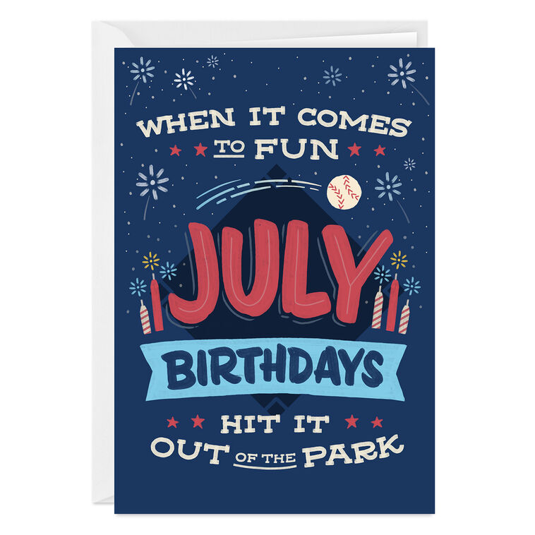 July Hits It Out of the Park Custom Birthday Card