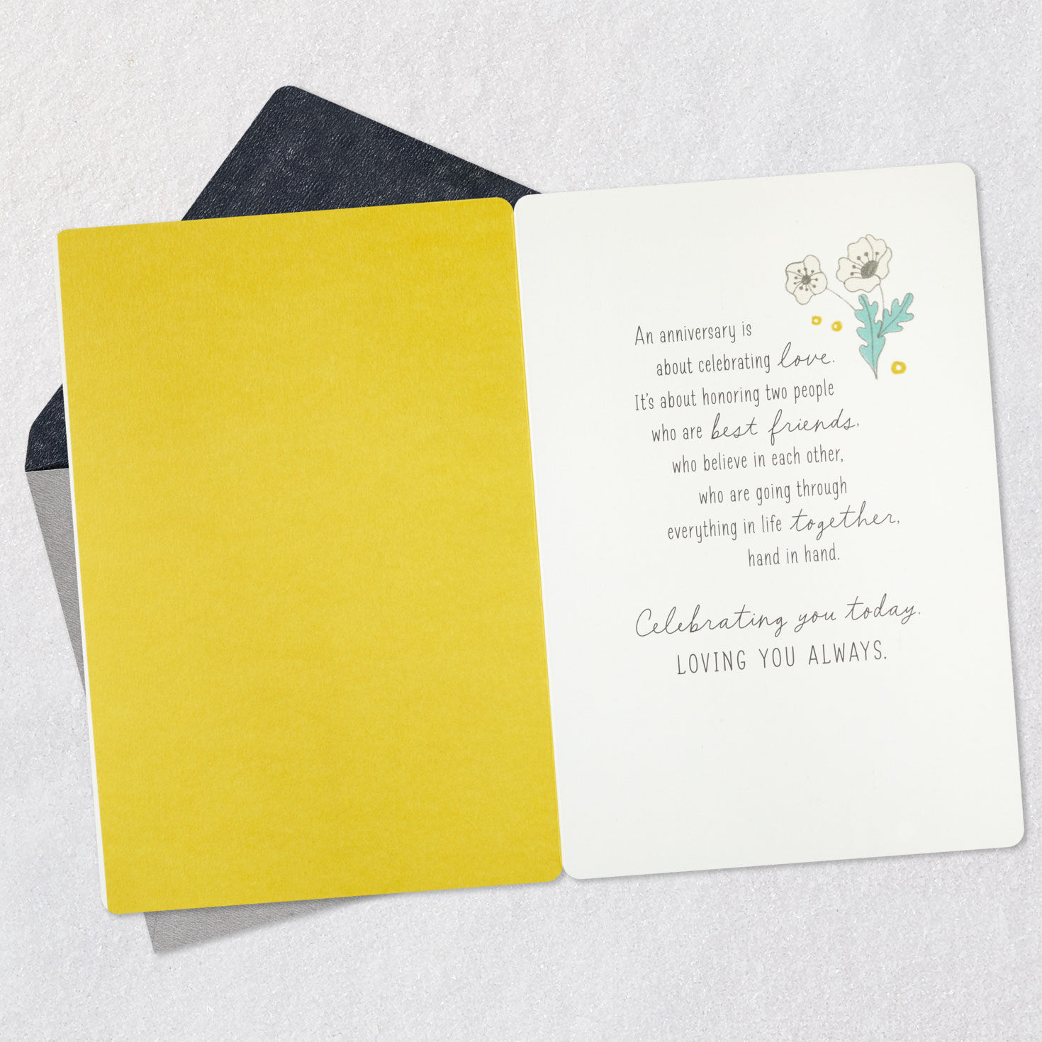 Peach and Yellow Flowers with Holding Hands Anniversary Card  image number 3