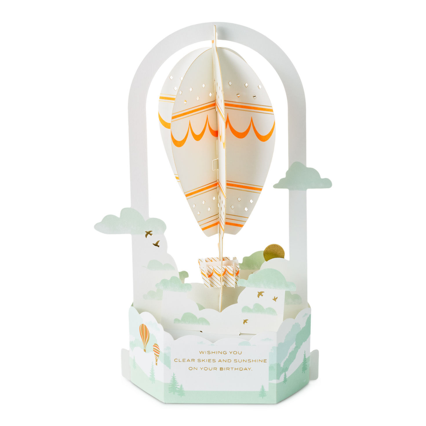 Orange and Green Hot Air Balloon Pop-Up Birthday Card Sentiment image number 2