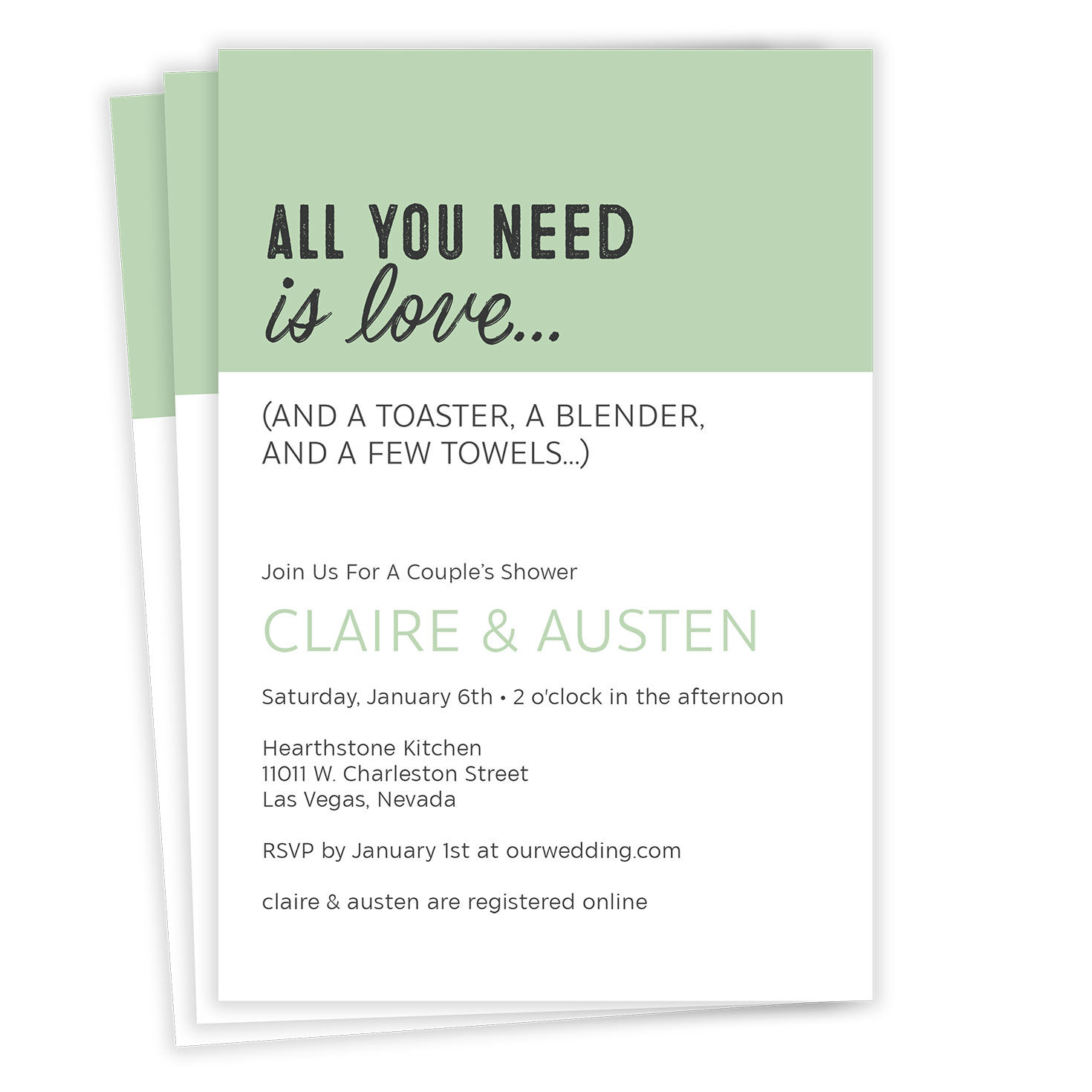 All You Need Is Love Flat Couples Wedding Shower Invitation