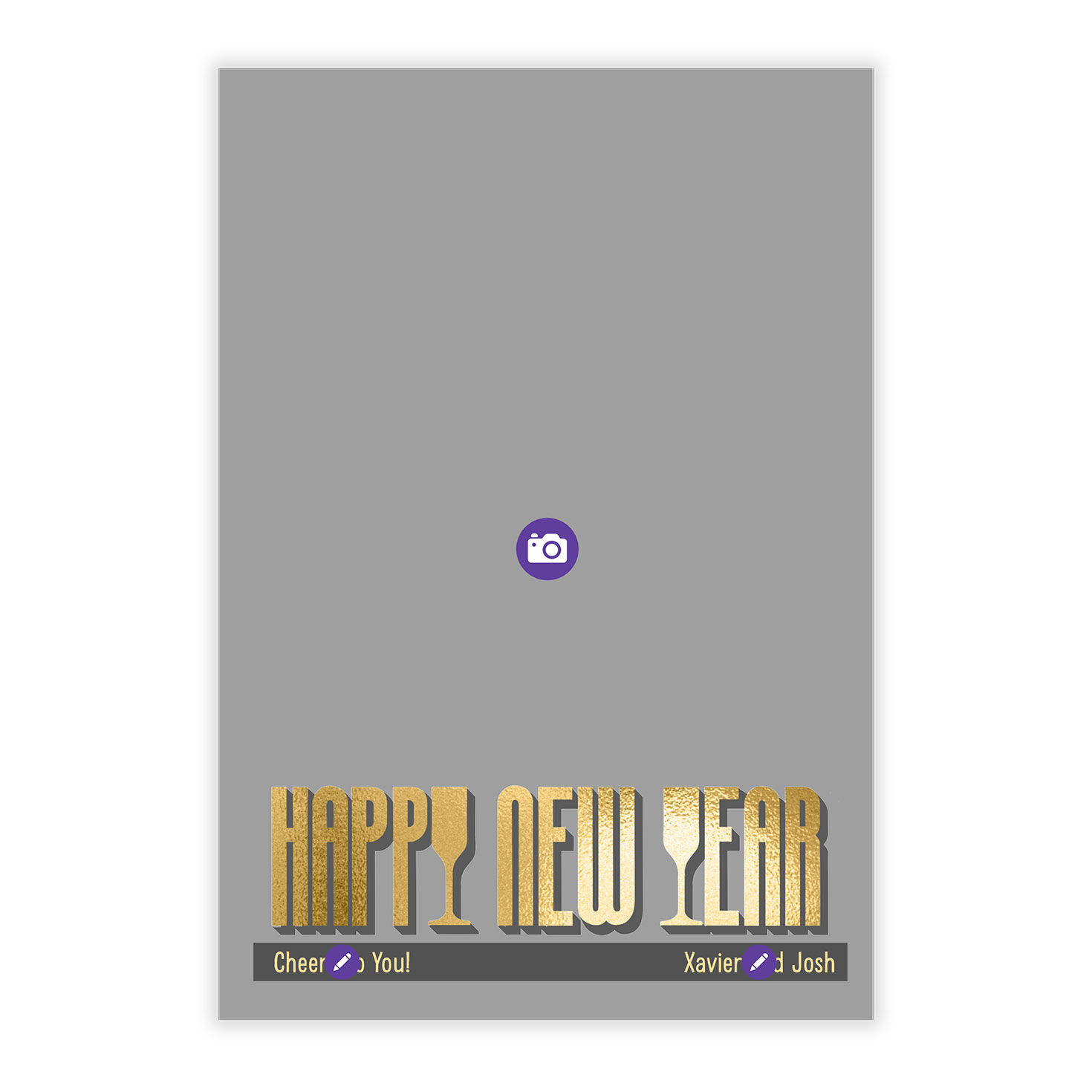 Gold Letters Personalized New Year Photo Card Card Front indicating personalization image number 5