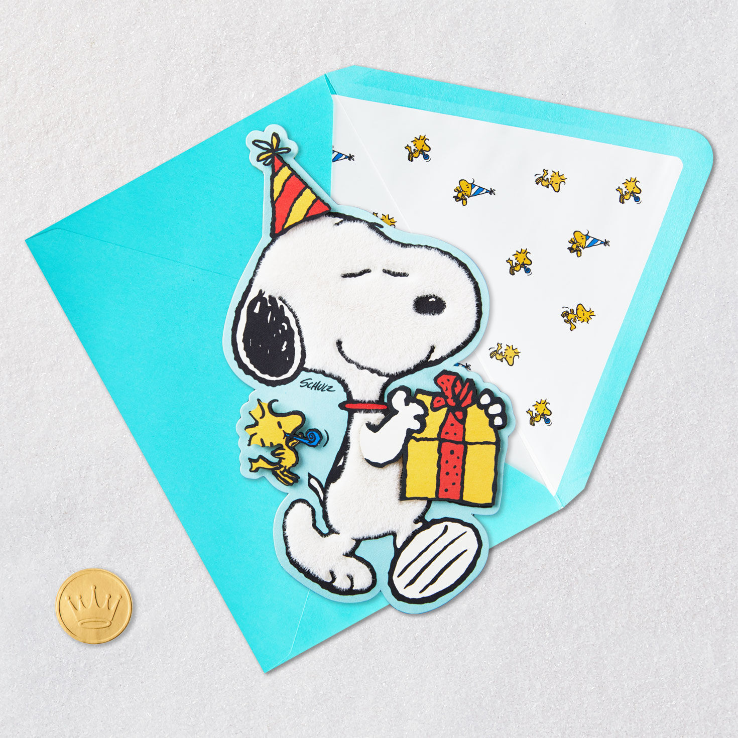 Snoopy Happiness Is Birthday Card Card Front with Envelope and Gold Seal image number 5