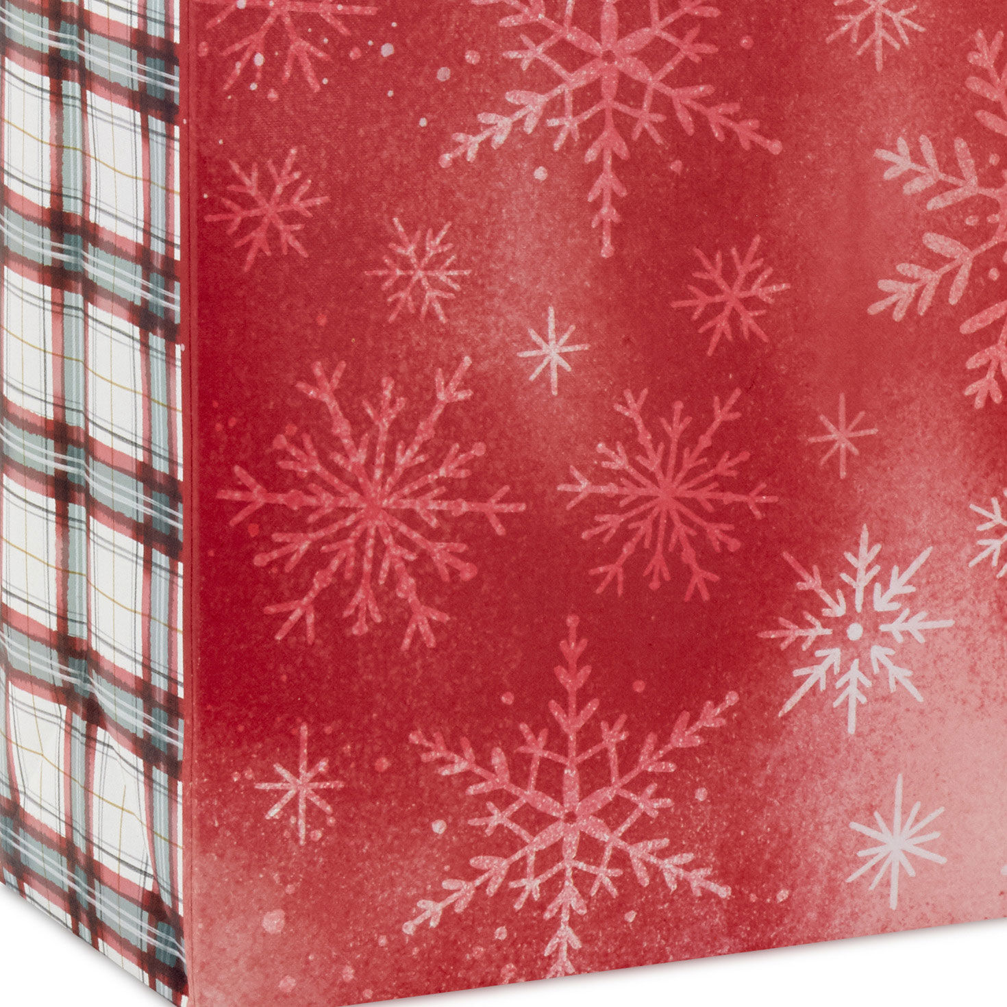 Snowflakes on Dark Red Extra-Large Holiday Gift Bag Base/Side Detail image number 5