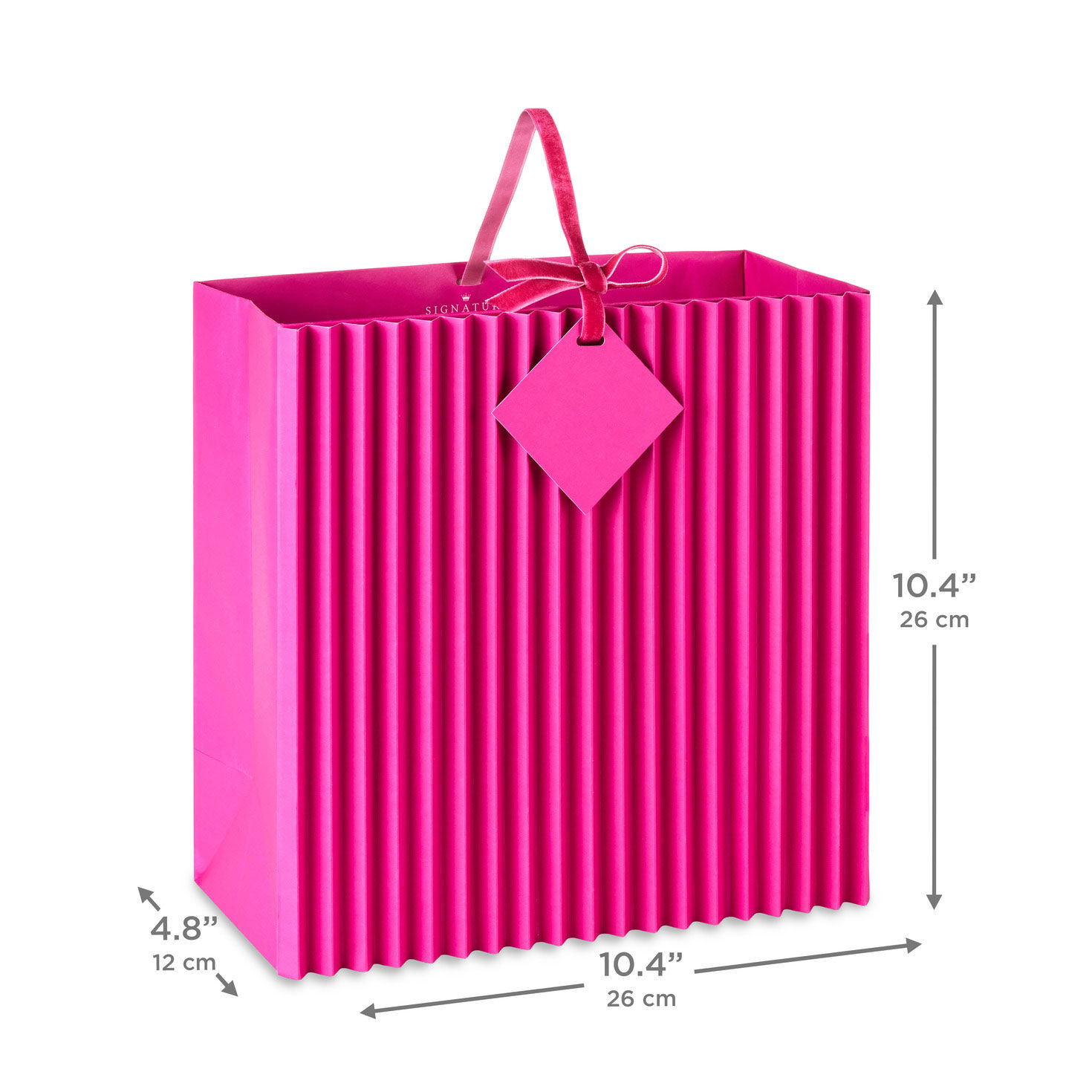 Hot Pink Gift Bag With Pleated Design measurement image number 3