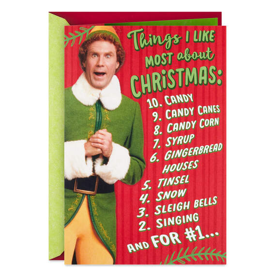 Elf Buddy the Elf™ Things I Like Most Musical Pop-Up Christmas Card, , large image number 1