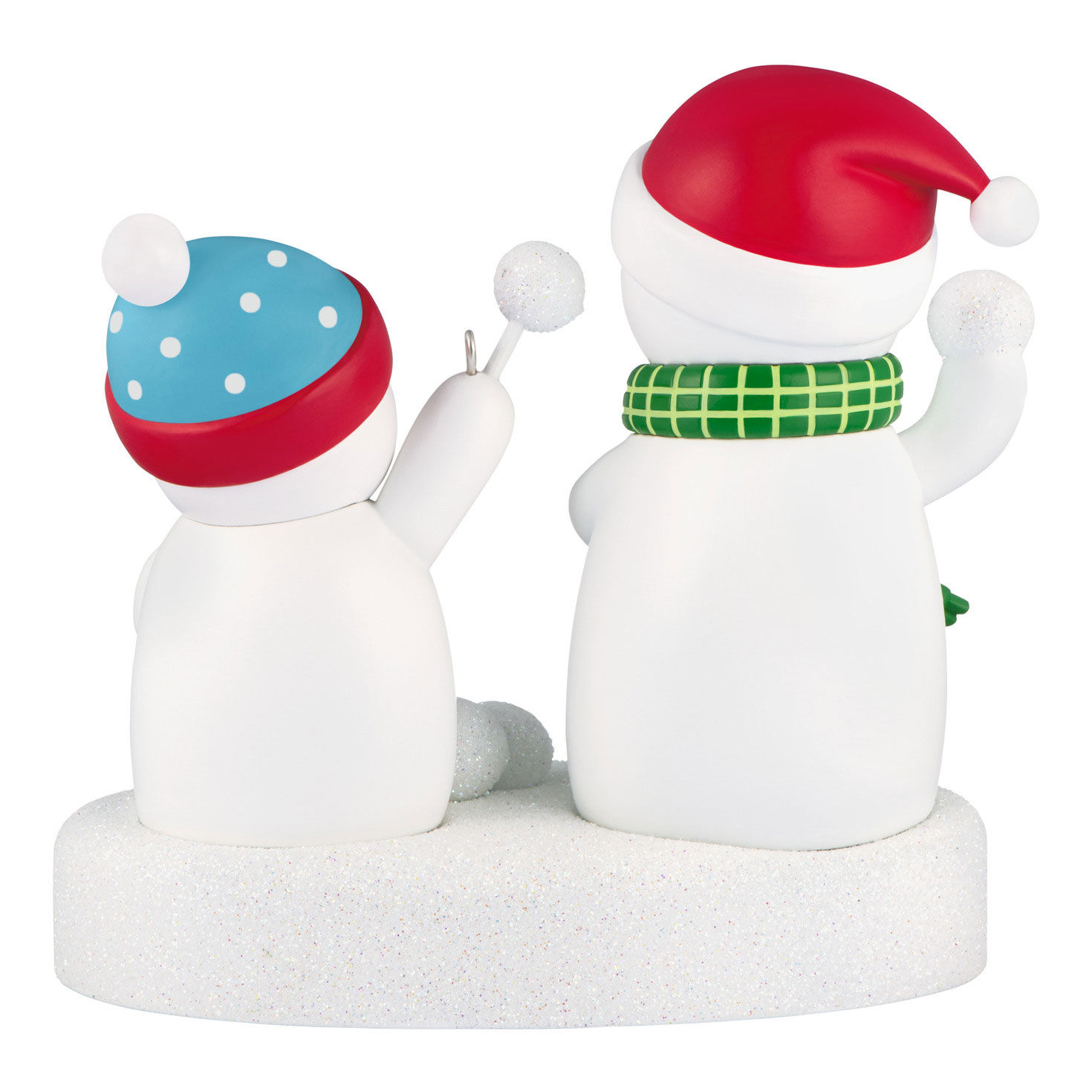 Snowmen Tossing Snowballs Keepsake Ornament Back image number 6