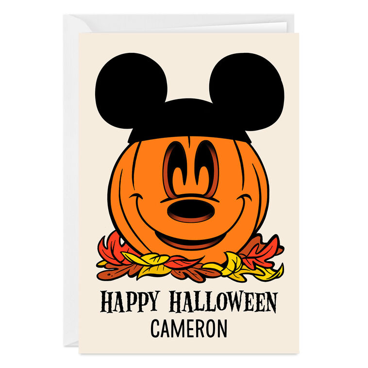 Disney Mickey Mouse Ears Pumpkin Custom Halloween Card