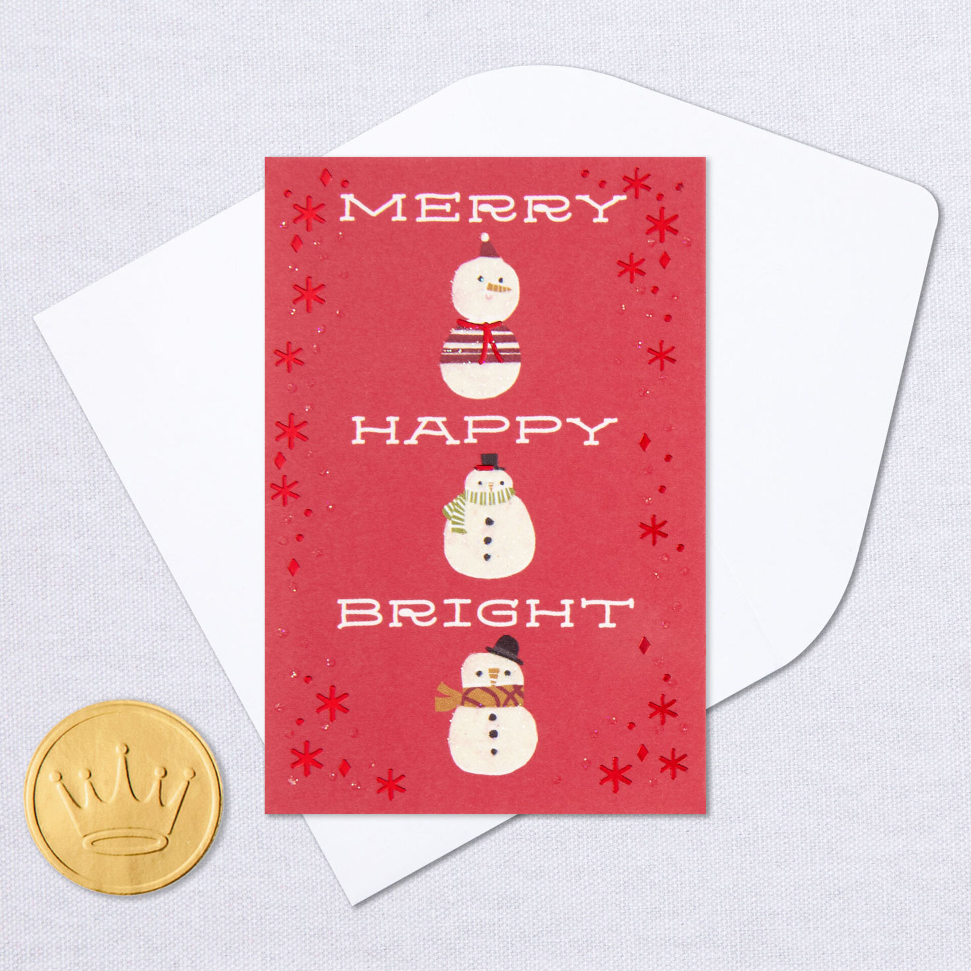 3 25 Mini Happy And Bright Snowmen Christmas Card Greeting Cards Hallmark